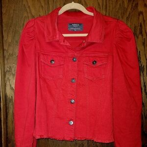 Torrid Red Denim Jacket Size 2